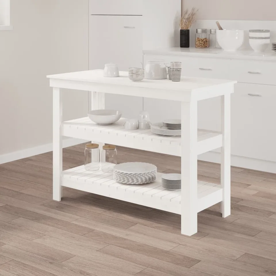 vidaXL vidaXL Arbeitstisch, weiß, 110,5 x 50 x 80 cm, massives Kiefernholz