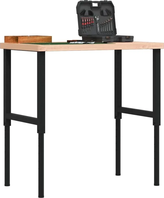 vidaXL vidaXL Arbeitstisch, 100 x 60 x (73–99,5) cm, rechteckig, Buchenholz