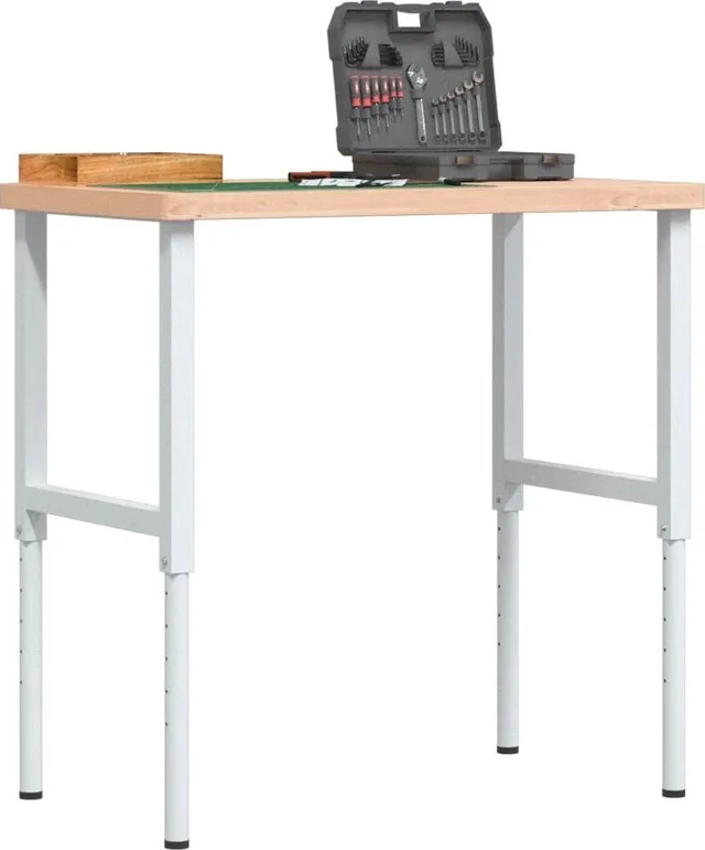 vidaXL vidaXL Arbeitstisch, 100 x 60 x (73–99,5) cm, rechteckig, Buchenholz