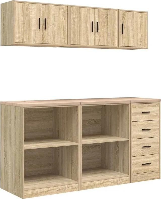 Garagenschränke, 6 Stück, Eiche Sonoma, Leimholz