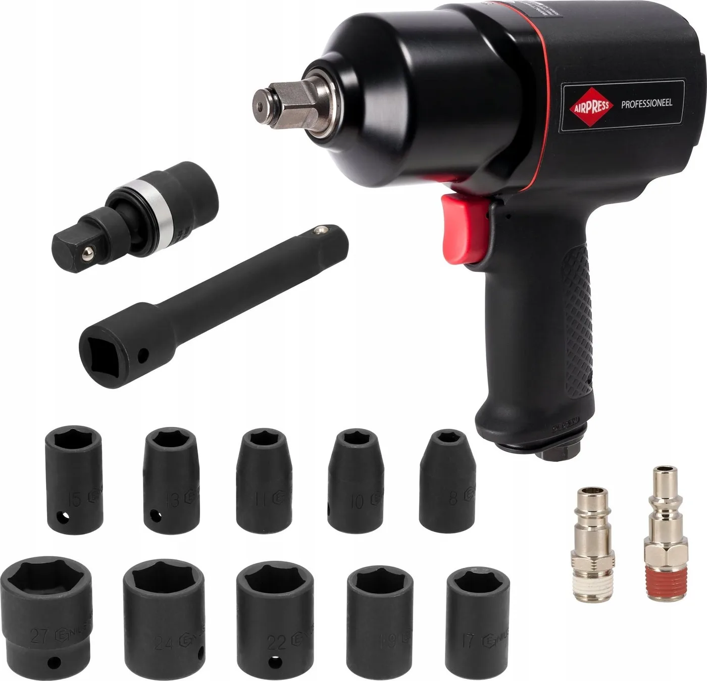 Airpress Schlagschrauber 1/2" mit Steckschlüsseleinsätzen im Koffer