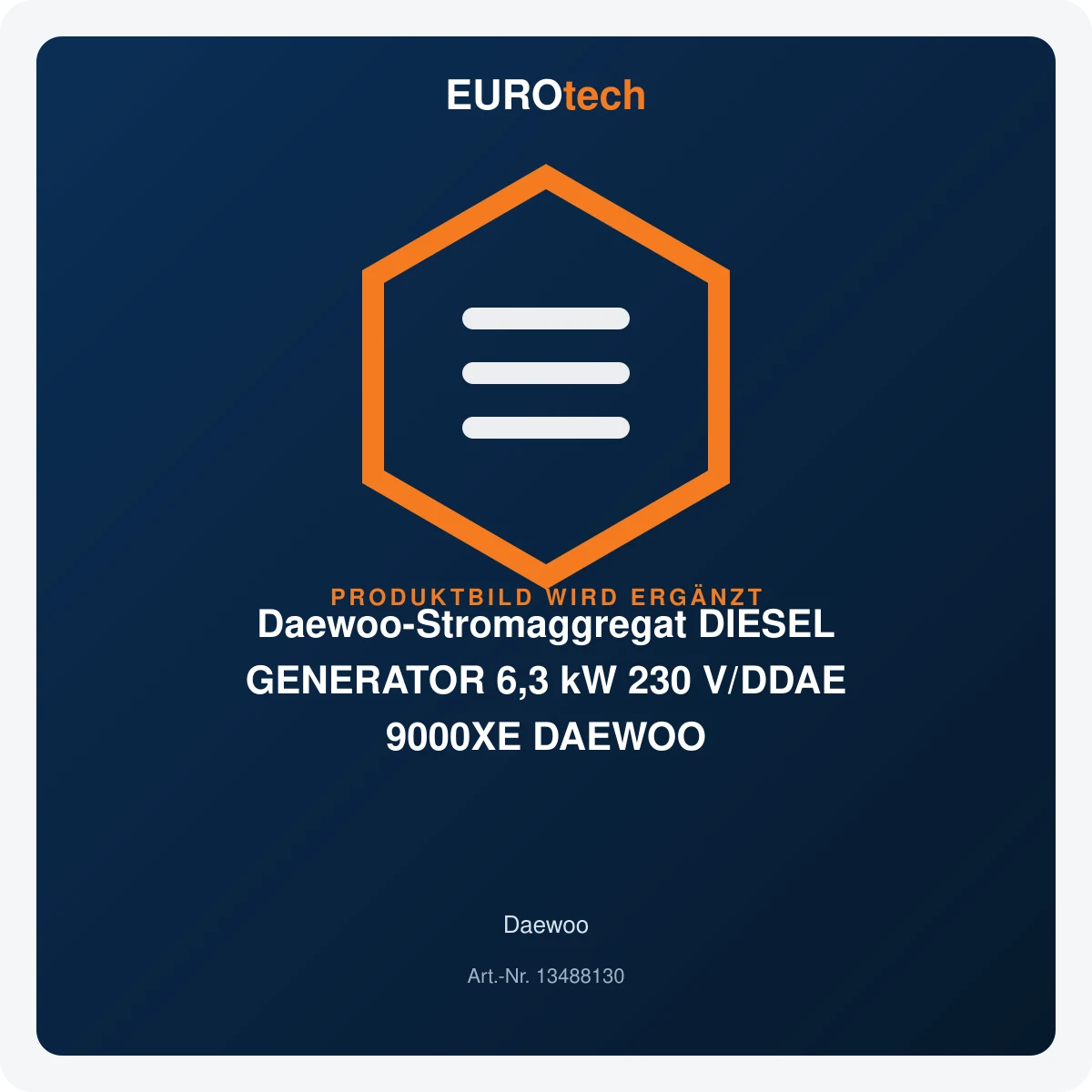 Daewoo-Stromaggregat DIESEL GENERATOR 6,3 kW 230 V/DDAE 9000XE DAEWOO