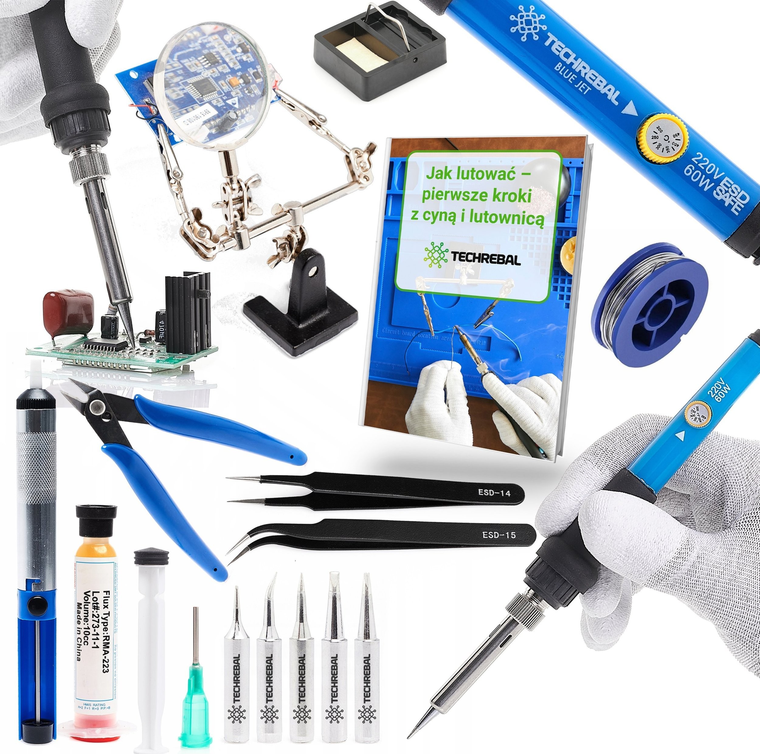 Präzisions-Lötkolben Techrebal Blue Jet 60 W – Löt-Set