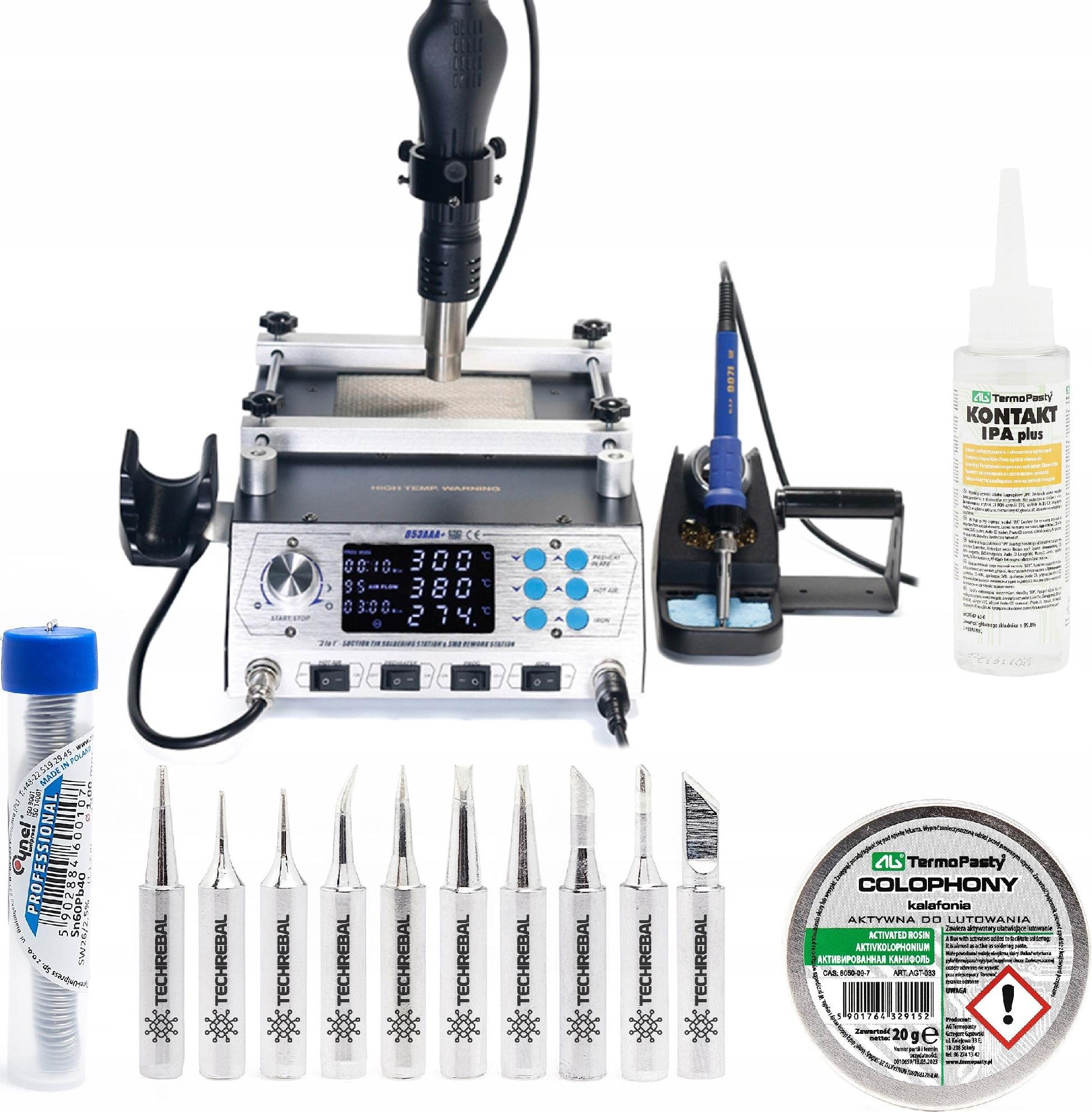 Techrebal Lötstation-Set YIHUA 853AAA+ KIT10