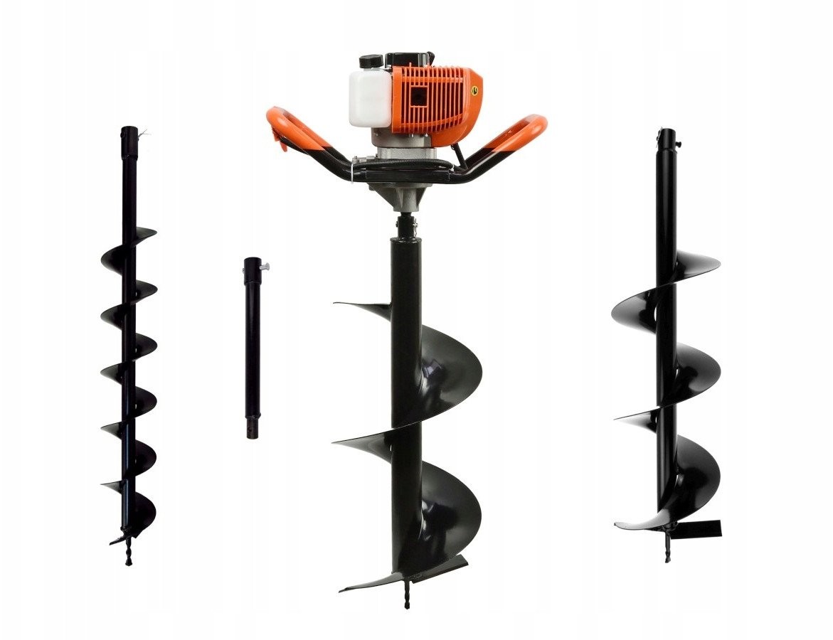 Benzinbohrmaschine + Bohrer (10 cm, 20 cm, 30 cm) + Adapter 50 cm (1/2)