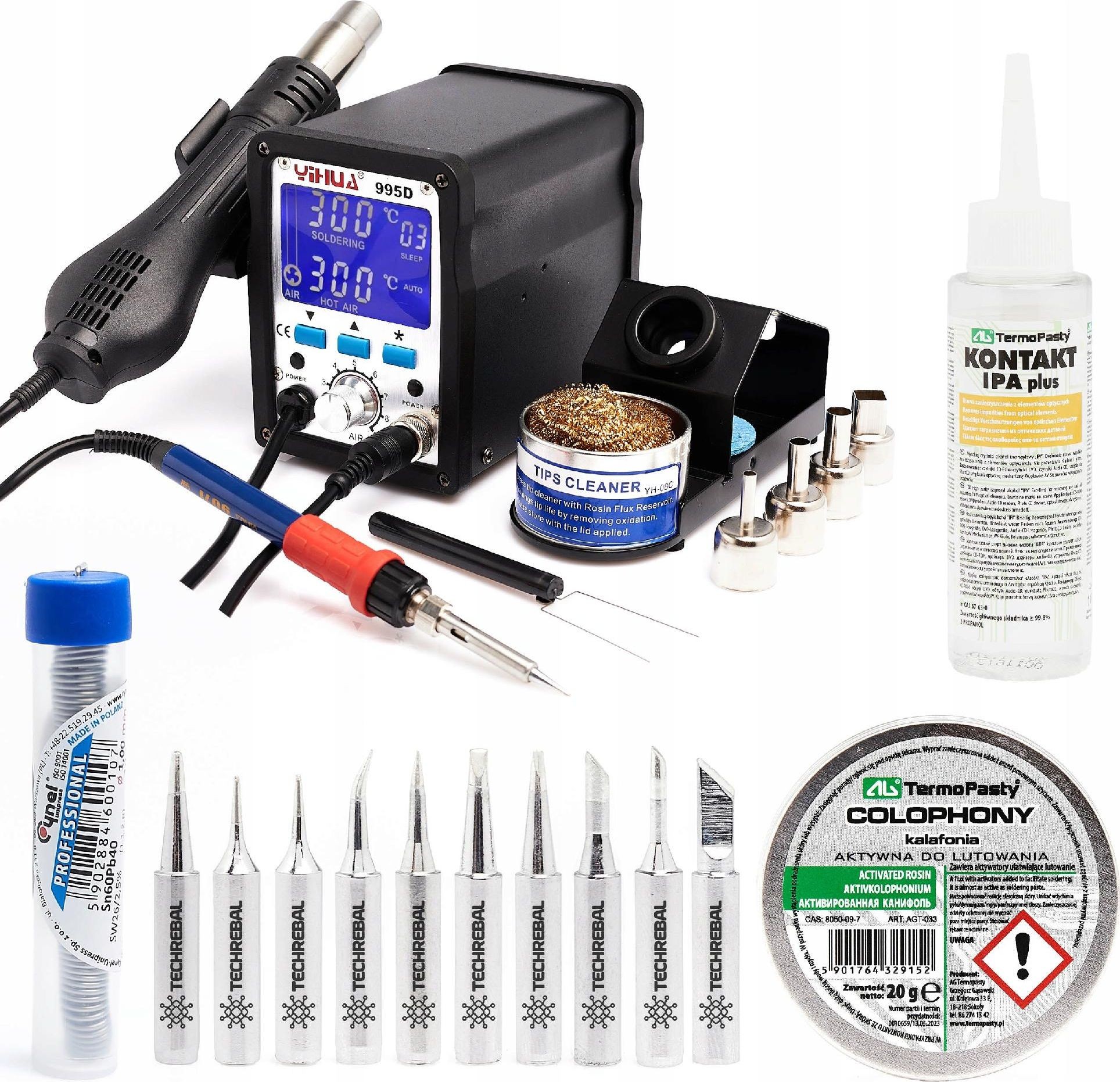 Techrebal Lötstation Yihua 995D+ Lötspitzen KIT10