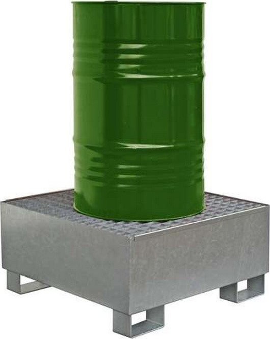 Topserw Stahl-Auffangwanne, verzinkt, mit Gitterrost für 1 Fass mit einem Fassungsvermögen von 225 l, Maße 860 x 860 x 410 mm