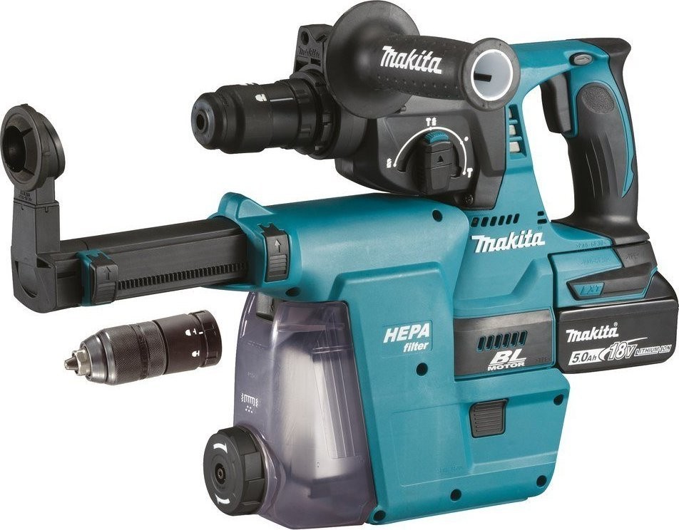 Makita Akku-Kombihammer DHR243RTJW, 18 Volt, Bohrhammer (blau/schwarz, MAKPAC Größe 4, 2x Li-Ionen-Akku)
