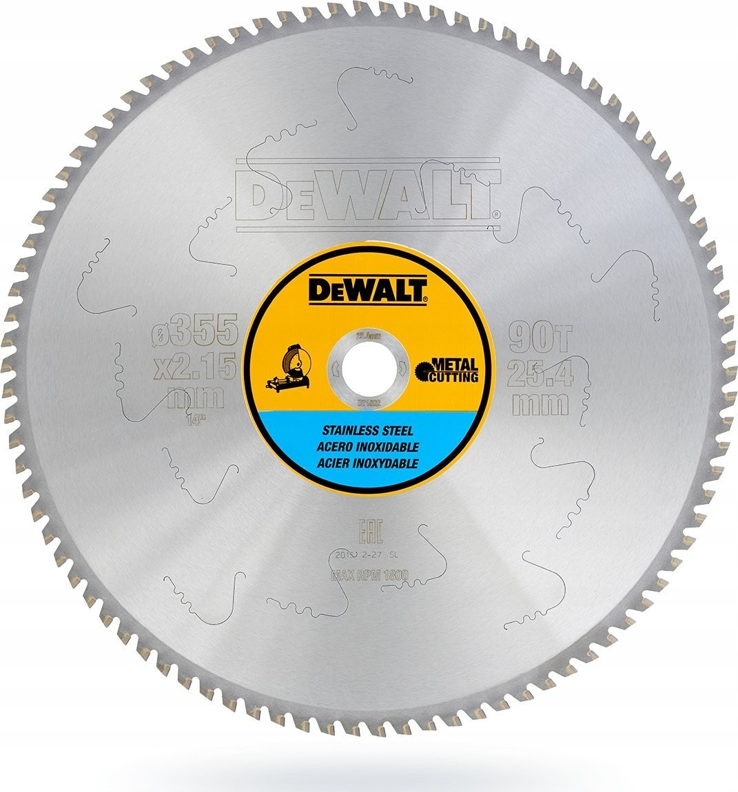 Dewalt HM-Metallsäge 355 x 25,4 mm, 90°, Edelstahl, 3–25 mm/