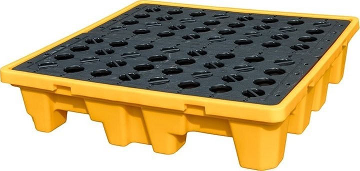 Dedra Auffangwanne mit Gitterrost für 4 Fässer, Fassungsvermögen 200 l, Maße 1300 x 1300 x 300