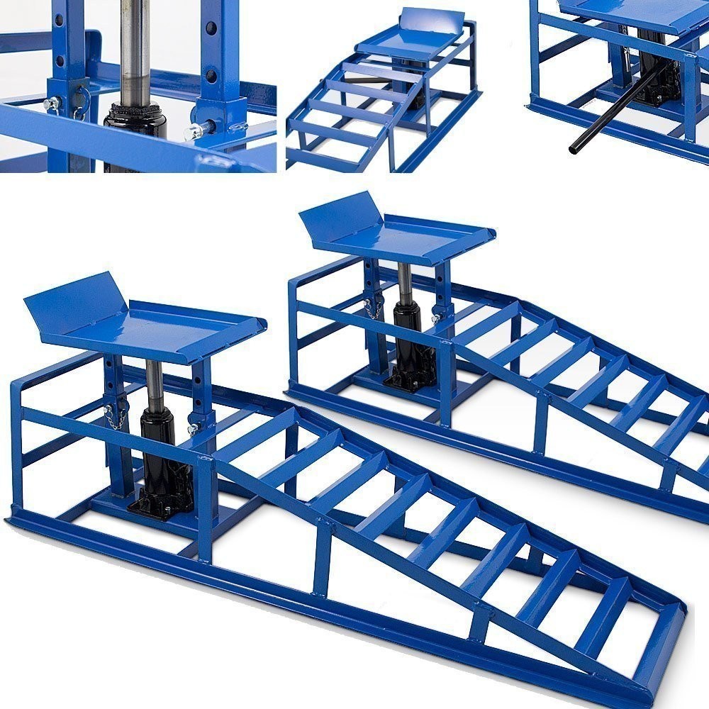 Bituxx Robuste Rampen mit hydraulischem Hebemechanismus, 2 Stück – Rampenset für die Werkstatt