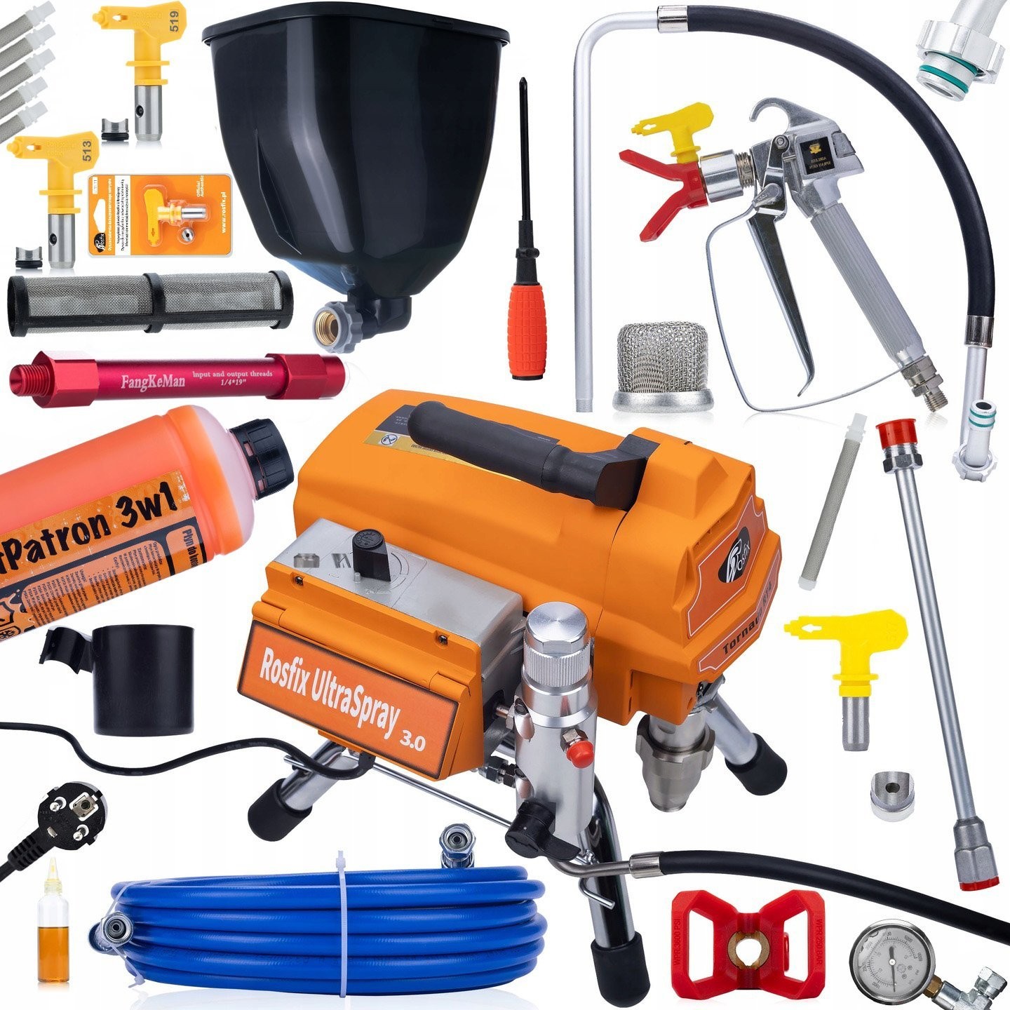Rosfix PROFESSIONELLE HYDRODYNAMISCHE FARBSPRITZANLAGE 3000 W ROSFIX TORNADO RT4 HQ
