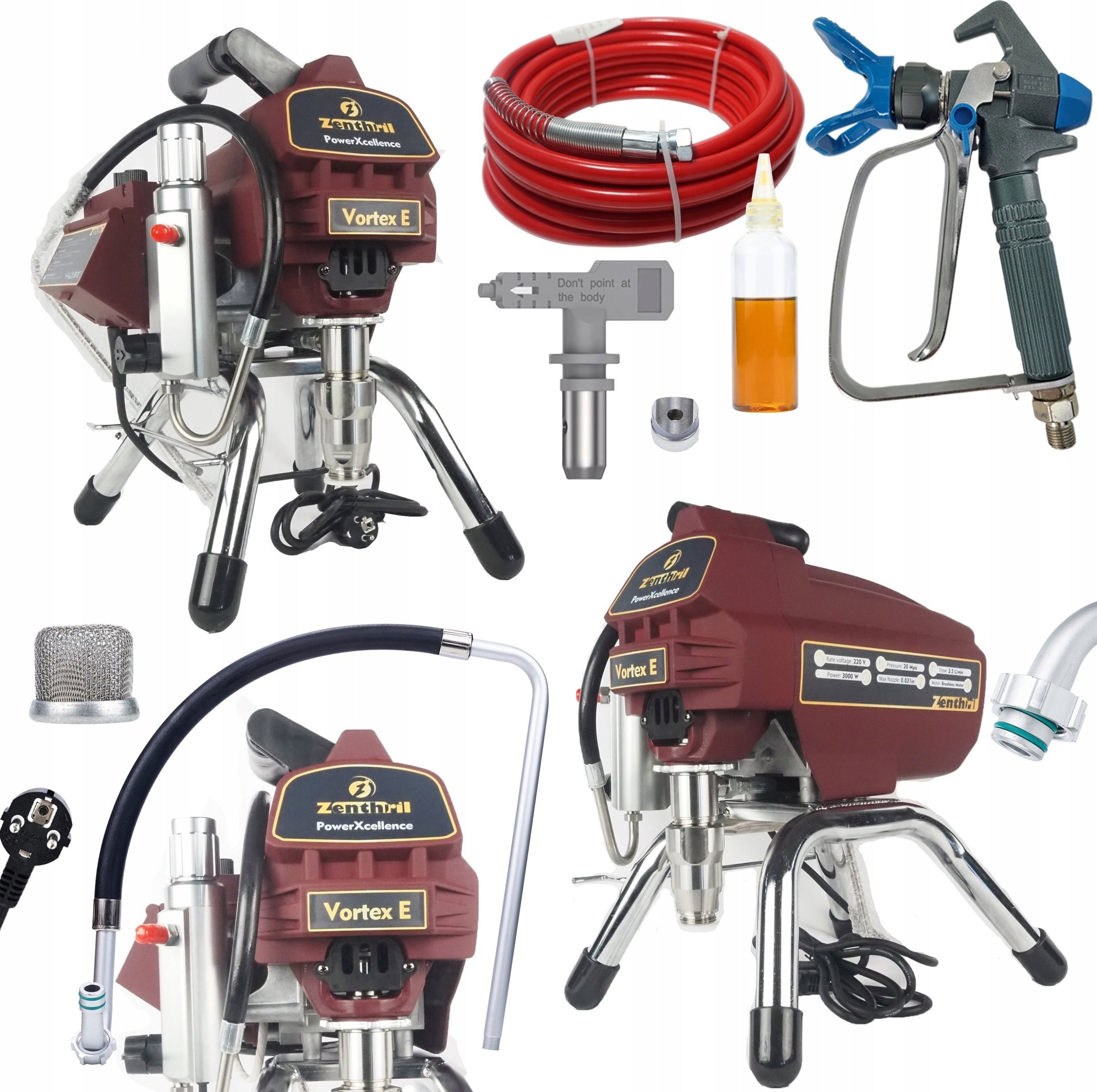 Rosfix Farbspritzgerät Zenthril Vortex E, 3000 W, 20 MPa, 0,021", 3,5 l/min, PowerXcellence-Serie