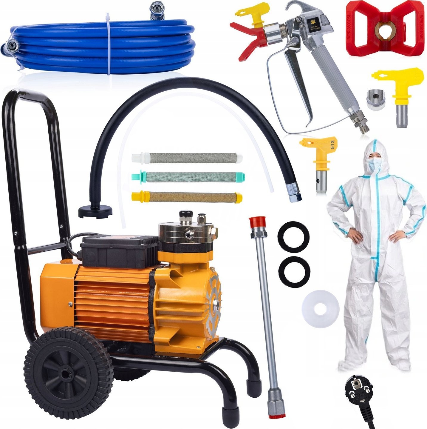 Rosfix SET: HYDRODYNAMISCHER FARBSPRITZAPPARAT ROSFIX 3500 W + ZUBEHÖR: FILTER UND DÜSEN
