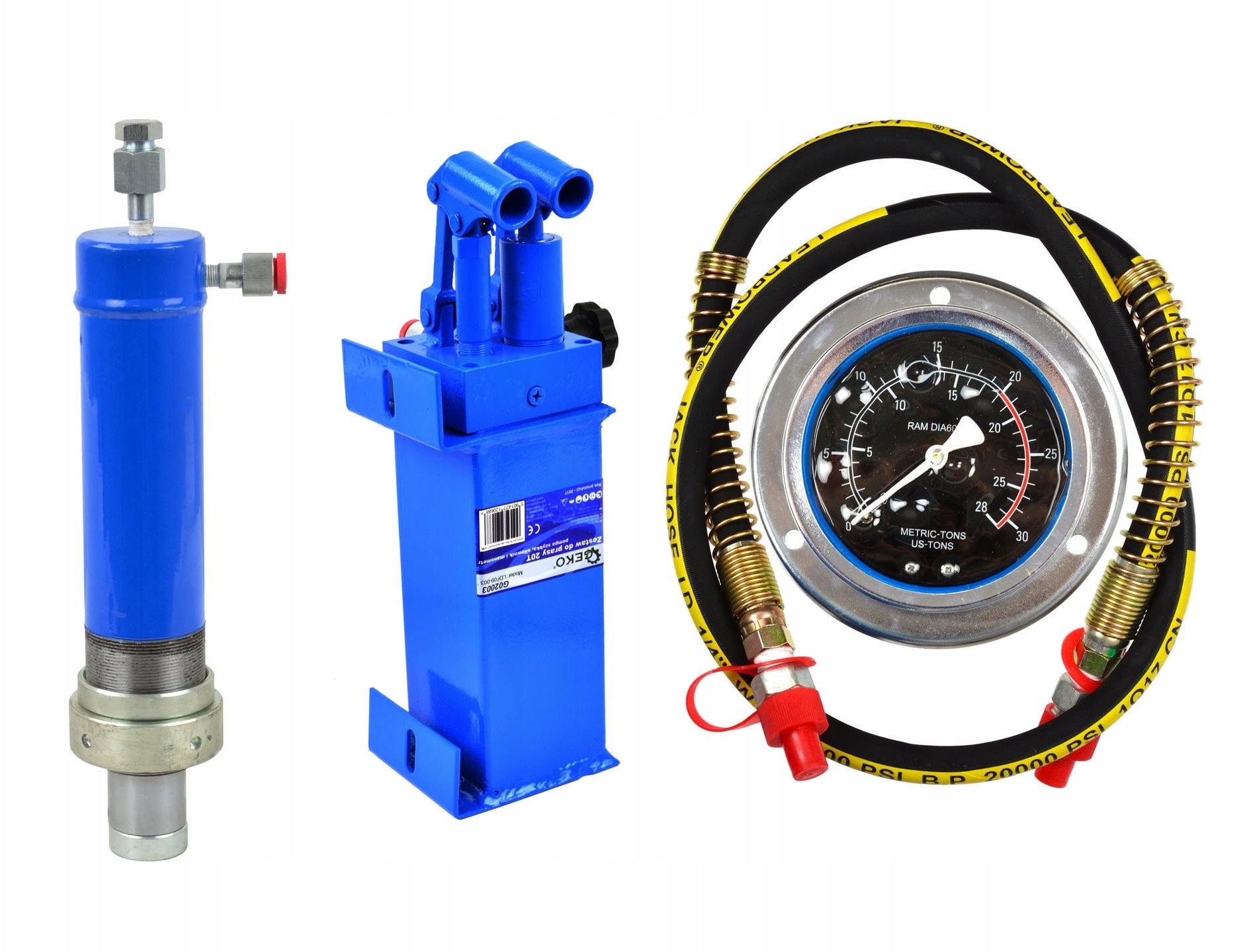 Pressensatz 20 t: Schnellpumpe, Zylinder, Manometer (1)