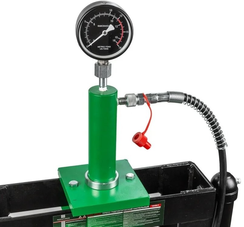 Rockforce Niedrige Hydraulikpresse mit Manometer und Pumpe, 12 t