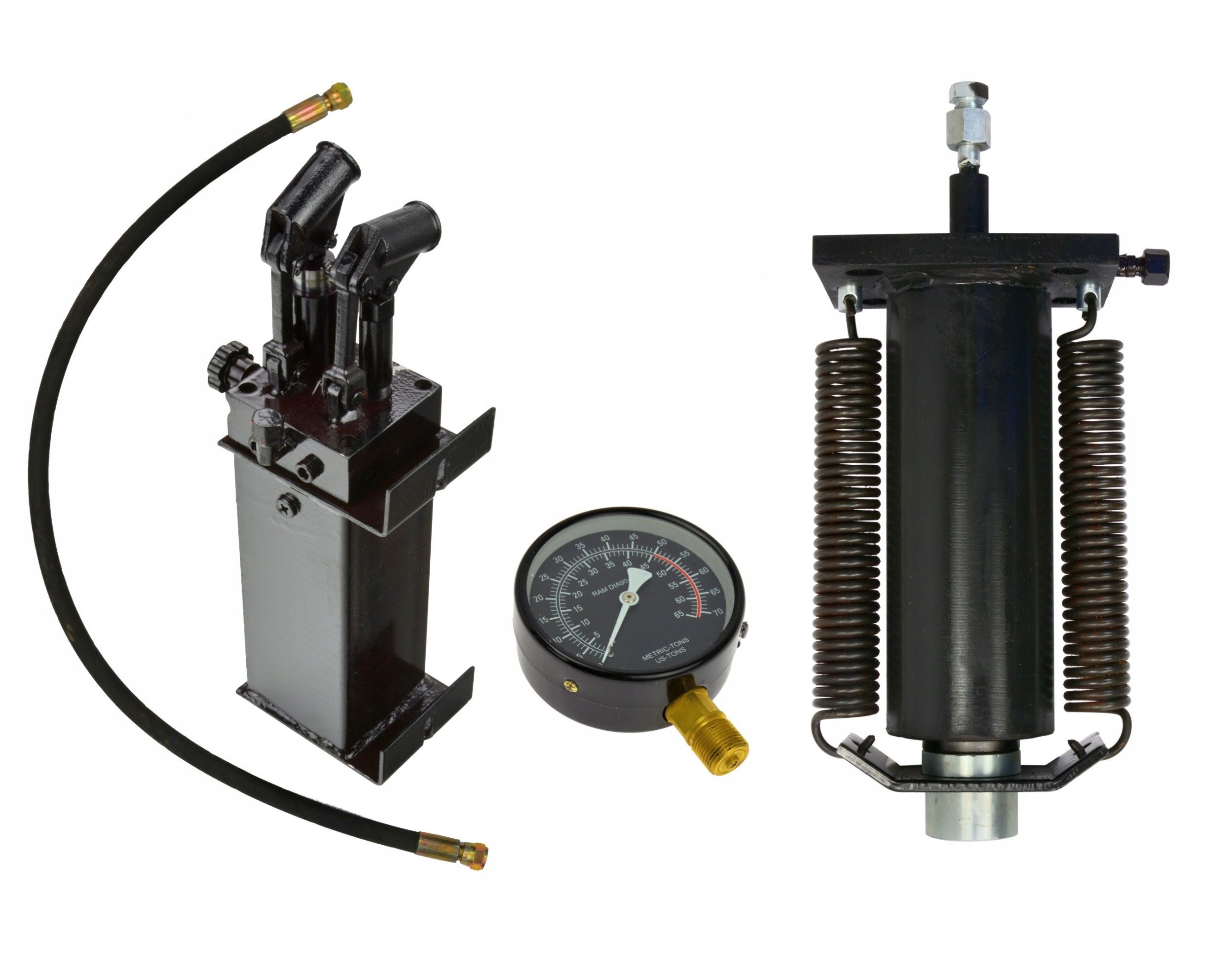 Pressensatz 50 t: Schnellpumpe, Zylinder, Manometer (1–2 Stück)