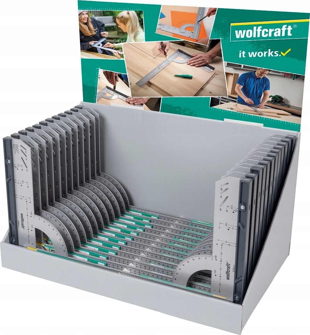 Wolfcraft Universal-Winkel 280 x 500 mm, Wolfcraft, Display mit 24 Stück