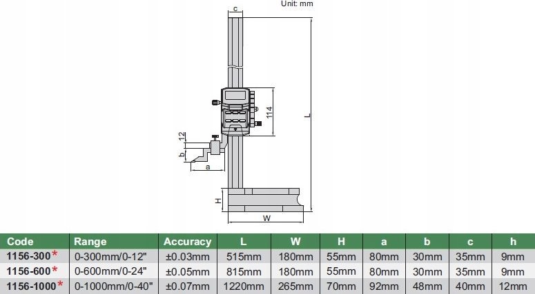 Insize DIGITALES HÖHENMESSGERÄT 0–600 mm