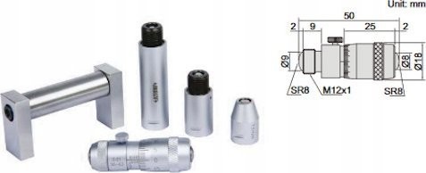 Insize 2-Punkt-Mikrometer-Innenmessgerät, 50–500 mm, Set
