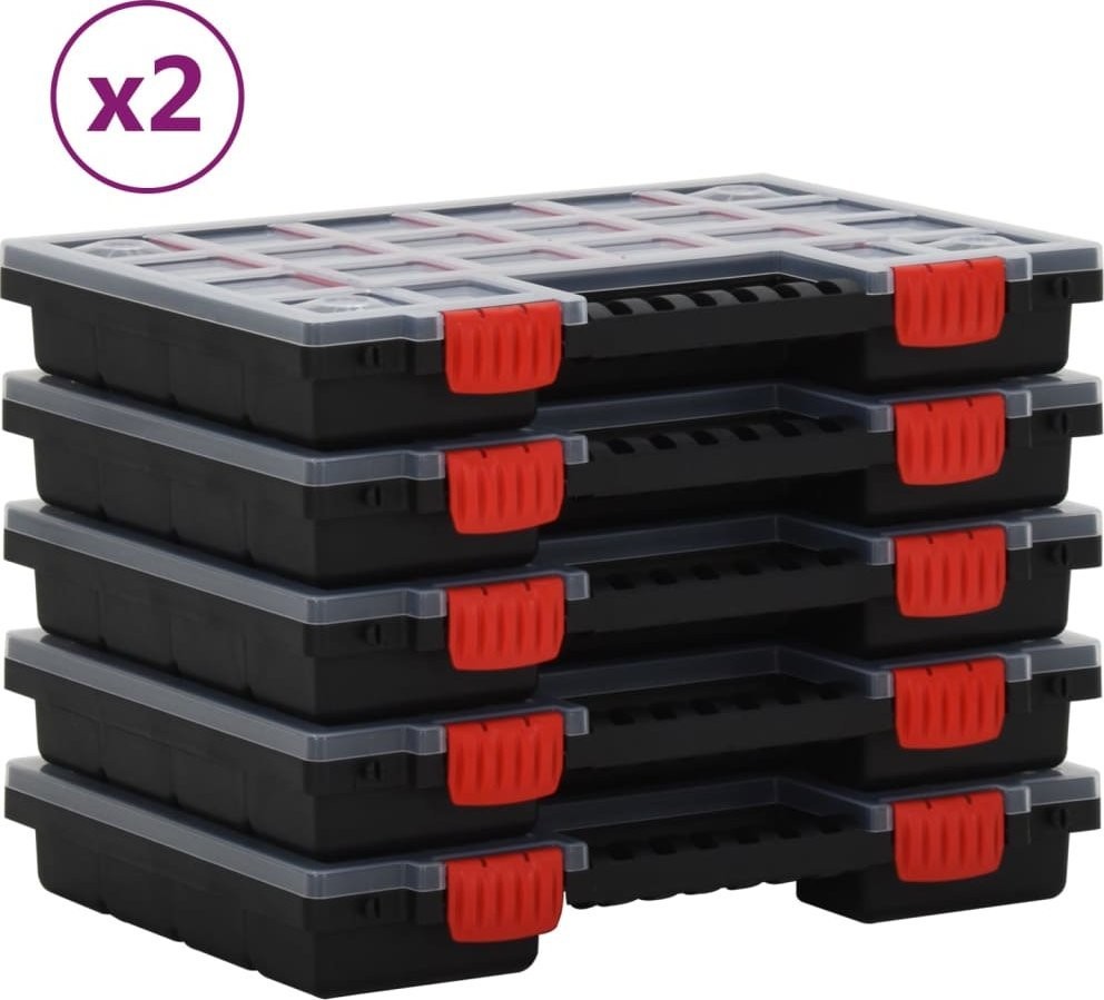 vidaXL Sortimentsboxen, 10 Stück, 34,5 x 25 x 5 cm, Polypropylen