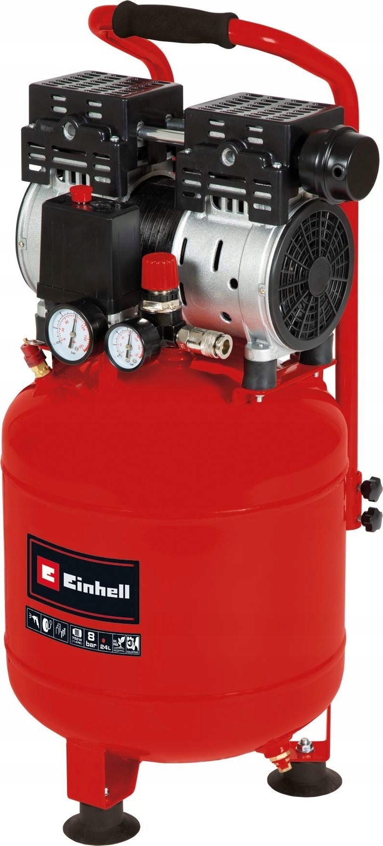 Einhell-Kompressor TE-AC 24 Silent (rot/schwarz, 750 Watt)