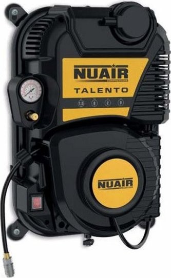 Nuair-Kompressor – ölfreier Wandkompressor, 1,5 PS, 8 bar, 2 l, 9 m Schlauch, schallgedämpft (1 Stück)