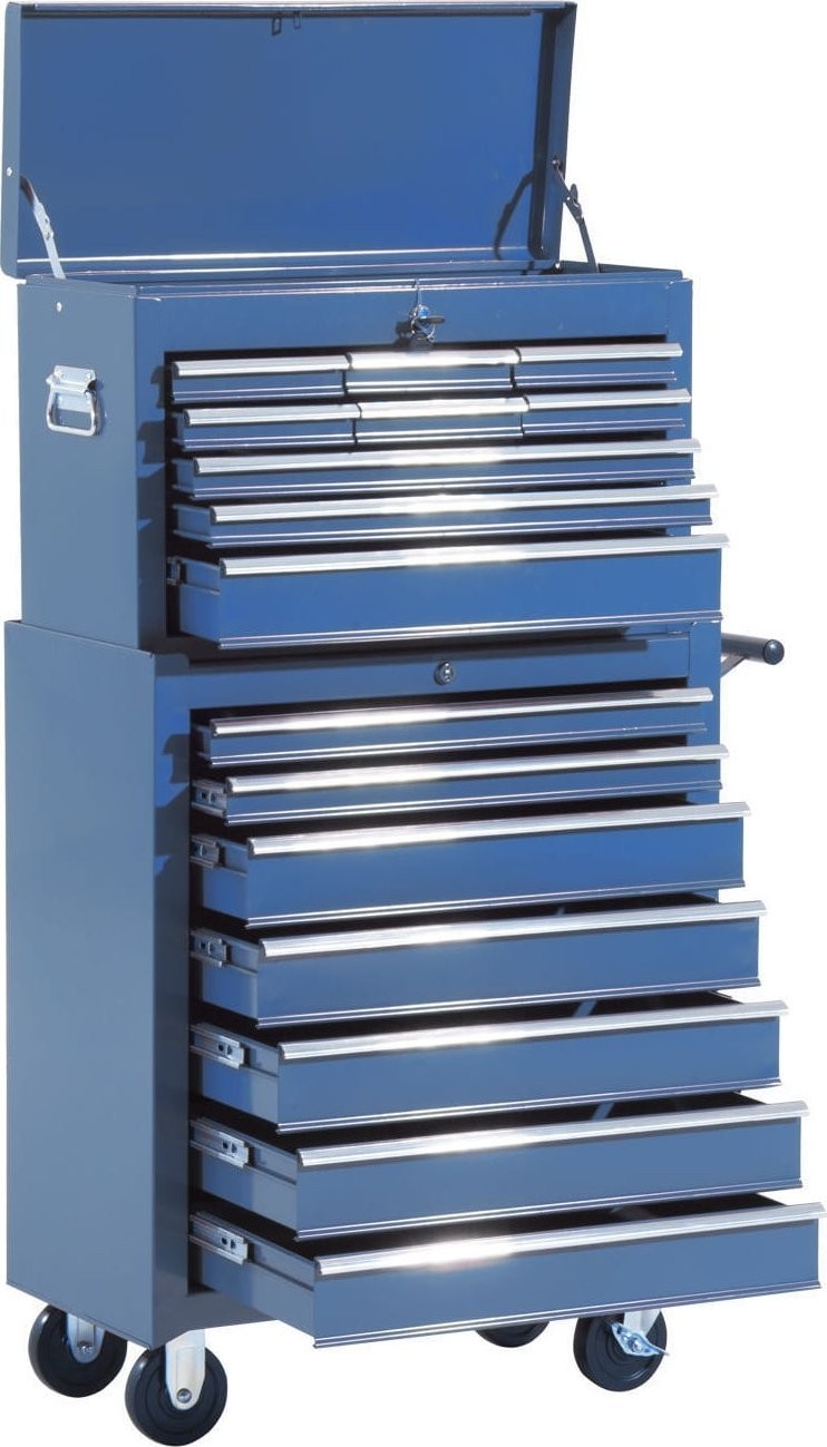 Pako Werkzeugwagen mit 16 Schubladen, 61,5 x 33 x 113 cm – Blau