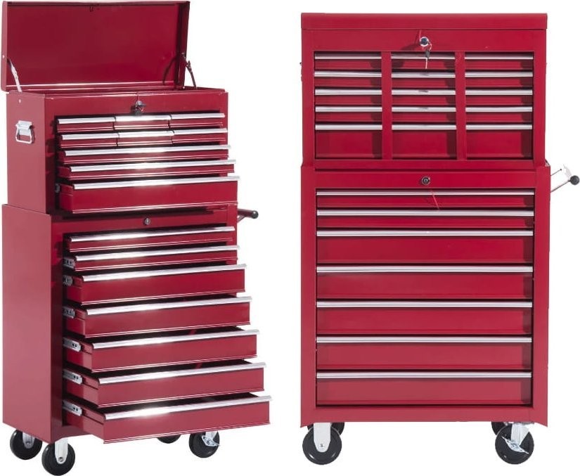Pako Werkzeugwagen mit 16 Schubladen, 61,5 x 33 x 113 cm – Rot