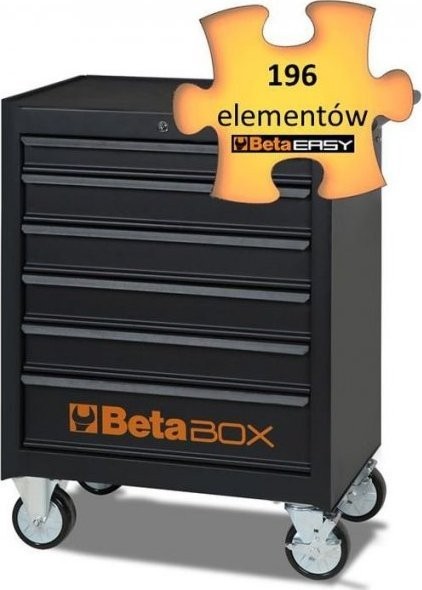 Werkzeugwagen BETA WERKZEUGWAGEN MIT 6 SCHUBLADEN, SCHWARZ C04BOX+196 WERKZEUGE (1 SET)