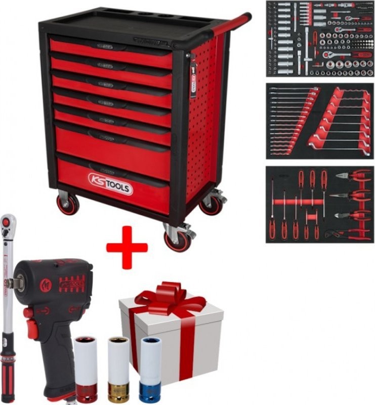 Werkzeugwagen KSTOOLS 215-teiliger Werkzeugwagen KS TOOLS RACINGline, 7 Schubladen, inklusive Zubehör