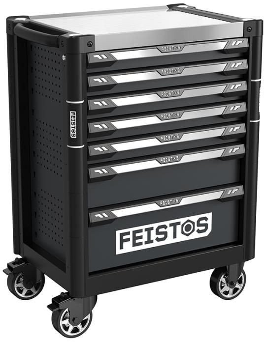 FEISTO Mento 3 Werkstattwagen mit 158 Teilen Schwarz Maße: 73 x 48 x 97 cm