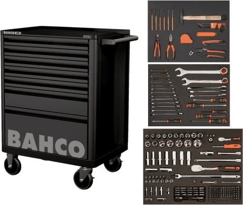 Bahco-Werkzeugwagen WERKSTATTWAGEN 7 SCHUBLADEN + 216 STÜCK WERKZEUGE (1 SET)
