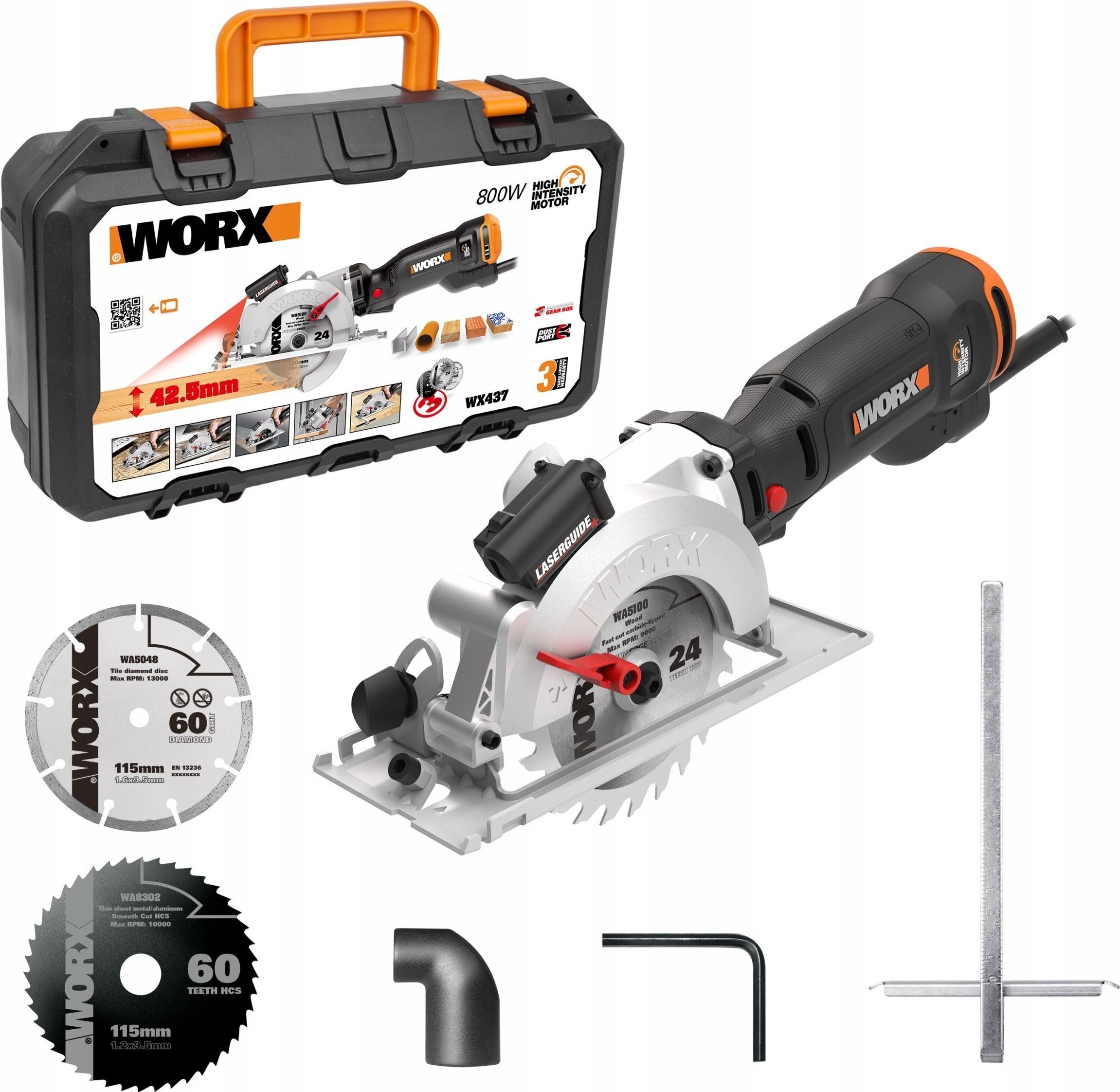Worx WX437 Kreissäge, 800 W, 120 mm