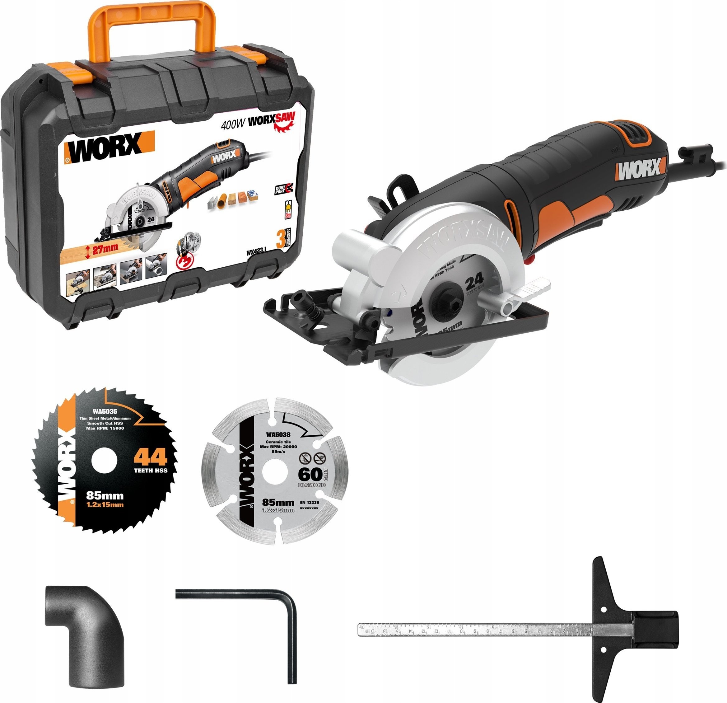 Worx WX423.1 Kreissäge, 400 W, 85 mm