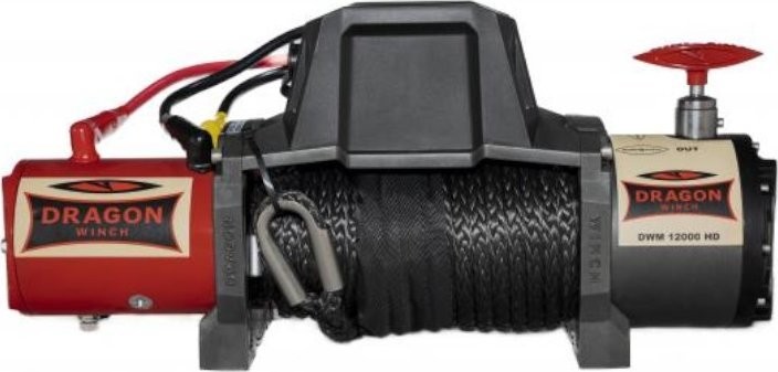 Husar Elektrische Seilwinde DWM 12000 HD 12 V, Zugkraft 5443 kg, Seillänge 20 m (Kunststoffseil)