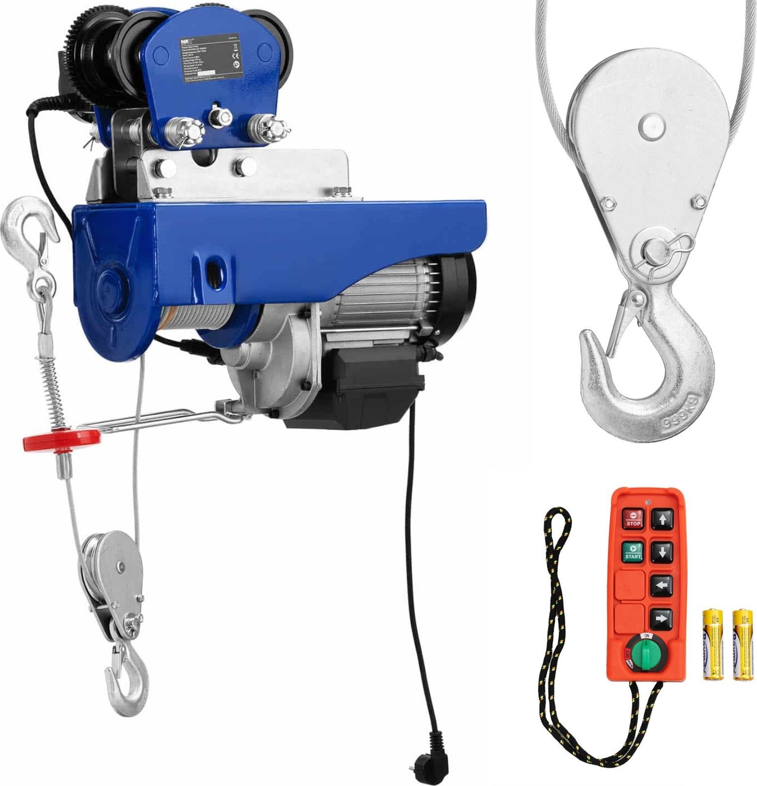 MSW Elektrische Seilwinde mit Laufkatze 1600 W, 12 m, 500 kg Elektrische Seilwinde mit Laufkatze 1600 W, 12 m, 500 kg