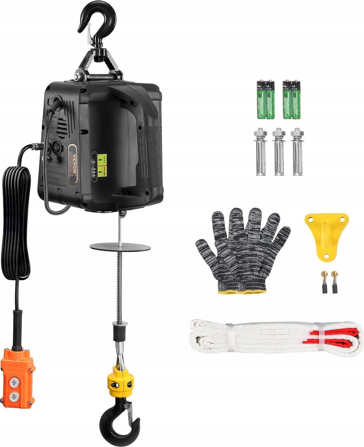 Vevor 2-in-1 tragbare elektrische Winde, 500 kg, mit Kabelfernbedienung
