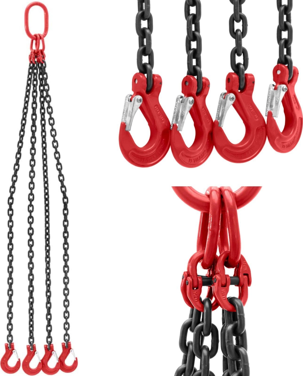 Steinberg 4-strängiges Transportkettengehänge mit Haken, 4 x 1,5 m, 5000 kg 4-strängiges Transportkettengehänge mit Haken