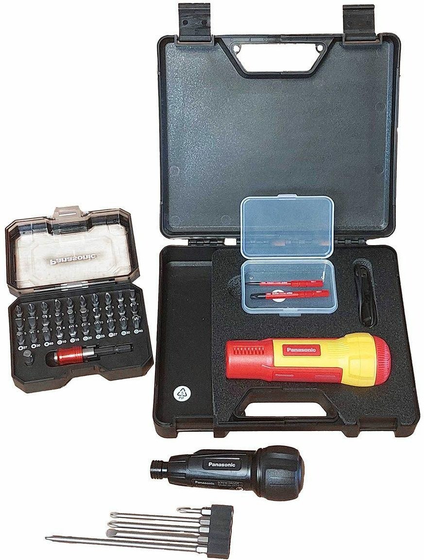Akku-Schraubendreher-Set: isoliert EYED11SA, nicht isoliert EY7412 + Bit-Set EY9BS100