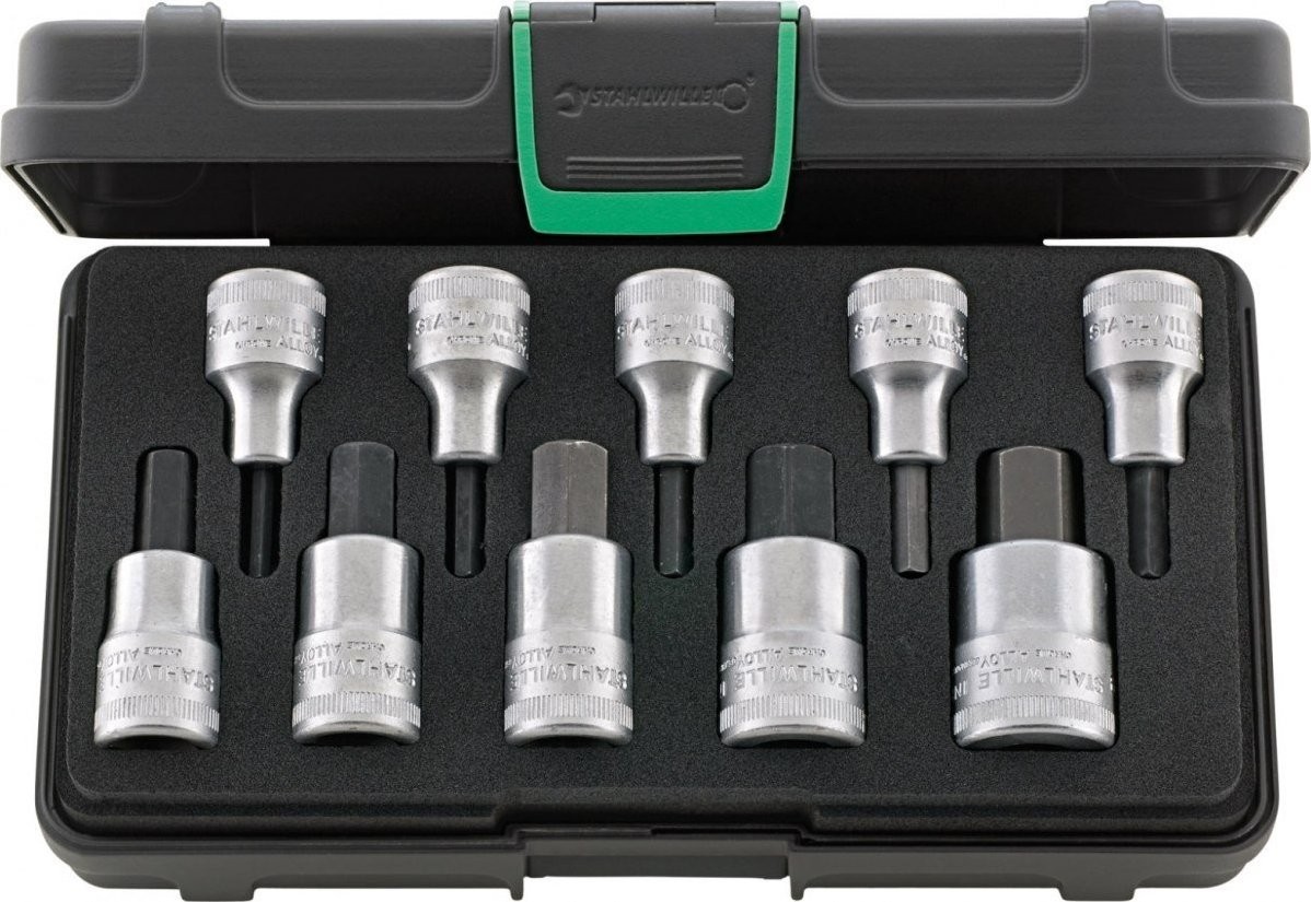 Werkzeugsatz von Stahlwille: 1/2"-INHEX-Werkzeugsatz, 4–19 mm, 10-teilig, im ABS-Koffer von STAHLWILLE