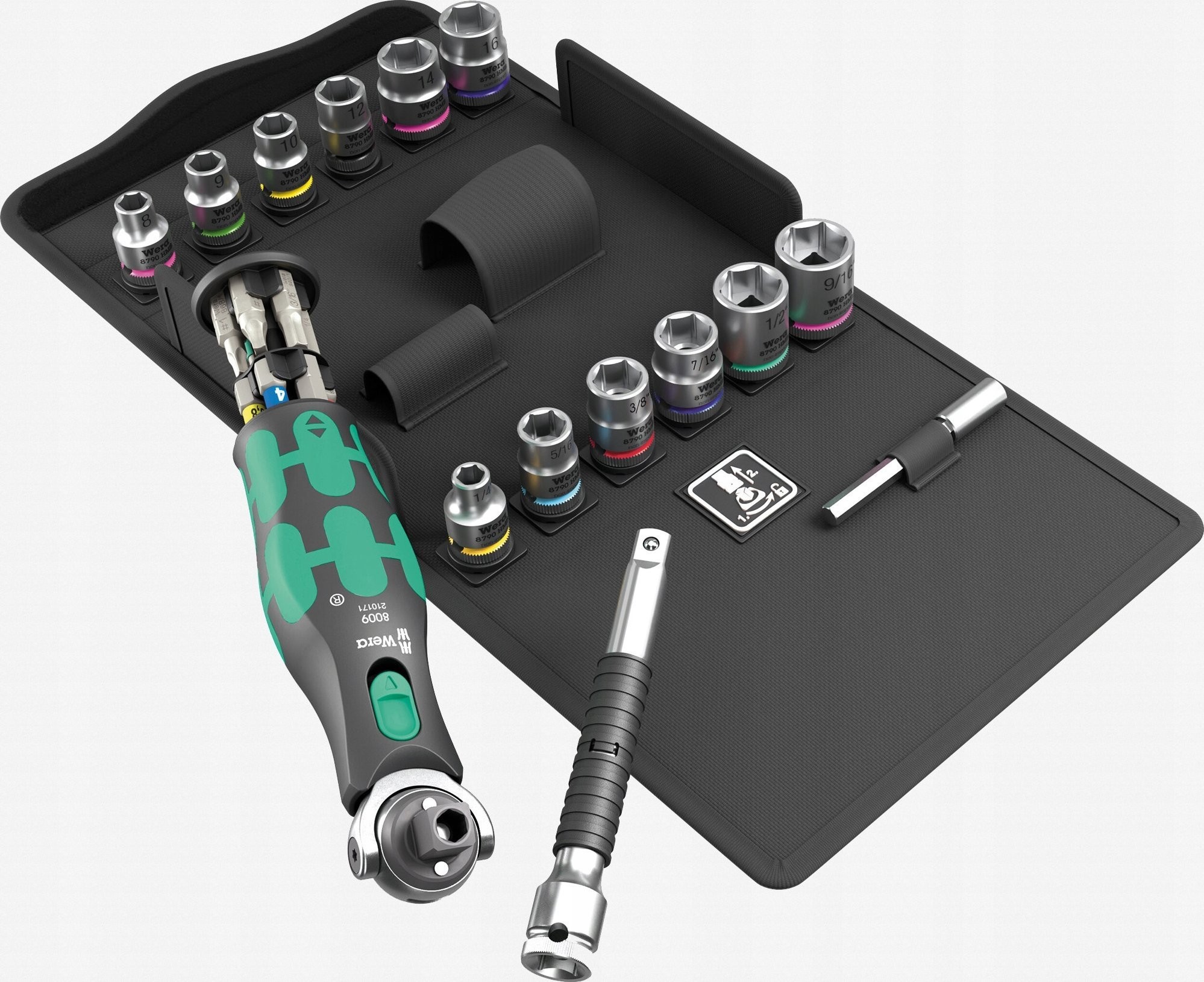 Wera-Werkzeugset Wera 8009 Zyklop Pocket Set 4 Ratchet Set  metrisch / imperial