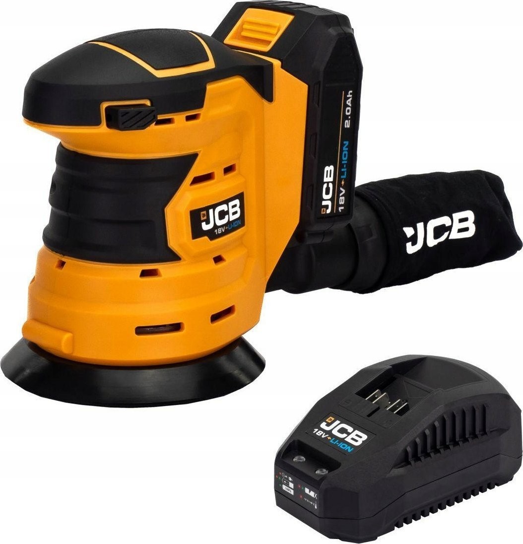 JCB-Schleifmaschine JCB EXZENTERSCHLEIFMASCHINE 18 V, 125 mm, 1 x 2,0 Ah, Tragetasche