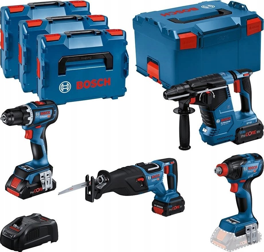 18-V-Werkzeugset GSR+GDX+GBH+GSA 1*4,0 Ah + 2*5,5 Ah