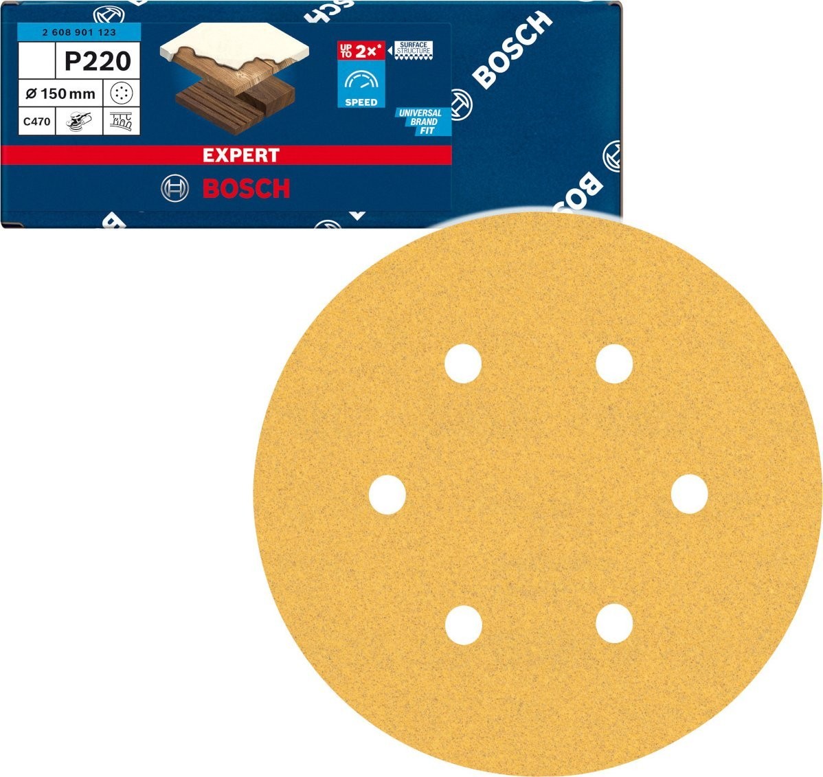 Schleifpapier Bosch Expert C470, 150 mm, K220 (50 Stück, für Exzenterschleifer)