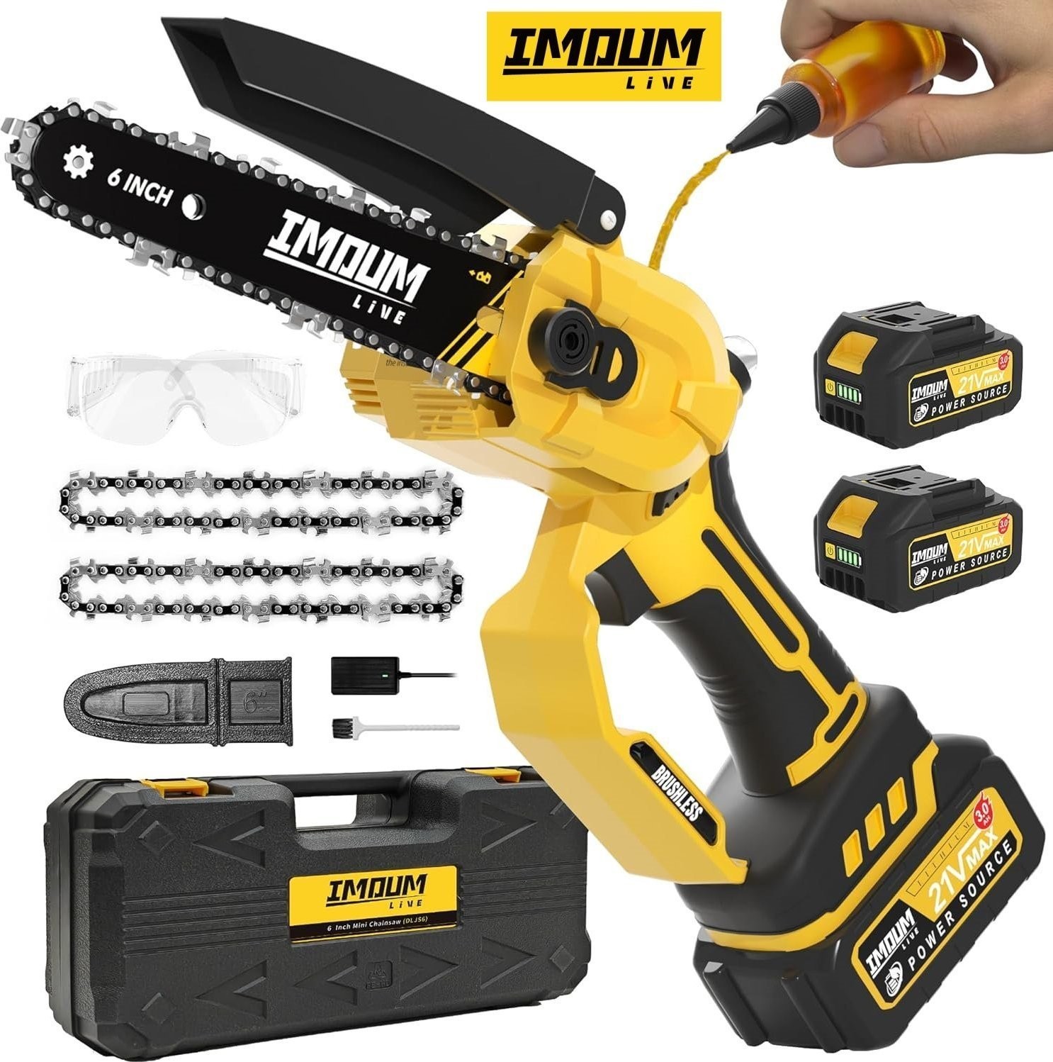 IMOUM DLJ06 PRO Kettensäge, 700 W, 21 V, 15 cm
