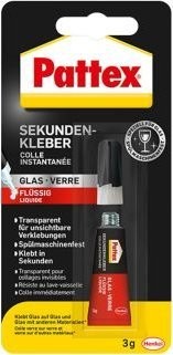 Pattex Sekundenkleber-Pistole für Glas, Tube mit 3 g, 9H PSV1C