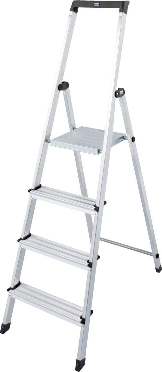Krause Solidy Einseitige freistehende Aluminiumleiter, 4 Sprossen (126221)