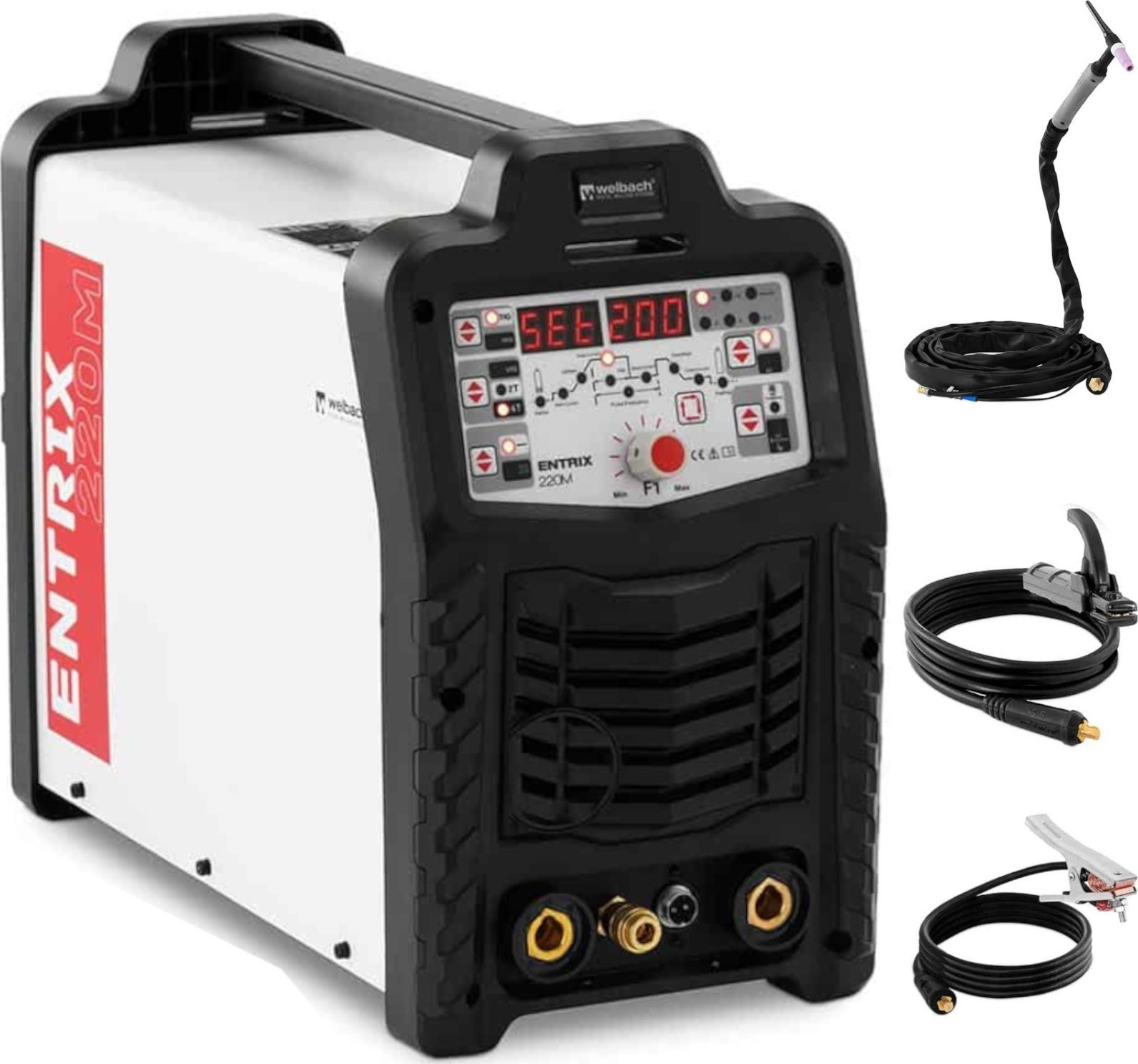 Stamos Germany Digitales Aluminium-Schweißgerät ENTRIX TIG HF AC/DC Puls MMA 200 A 230 V Digitales Aluminium-Schweißgerät ENTRIX TIG HF