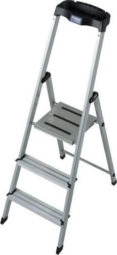 Krause Safety Einseitige freistehende Aluminiumleiter, 3-stufig (126313)